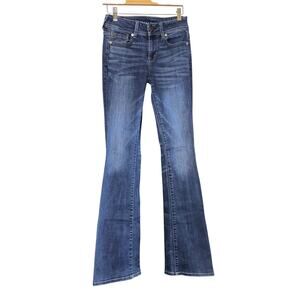 American Eagle Kick Bootcut Jeans Women's Size 4 Long Blue Denim Pants Mid Rise